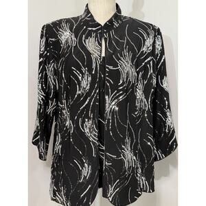 Alex Evenings Tank Jacket 2 Piece Set Womens 1X Black Silver Sequin Cocktail